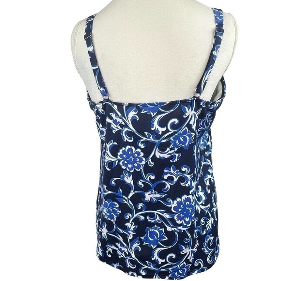 Lands End Blue Floral Tankini Swim Size 18 Padded Underwire - Picture 8 of 10